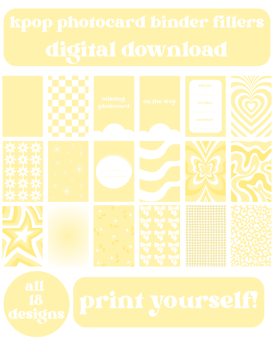 Buttercup Binder Fillers Digital Download