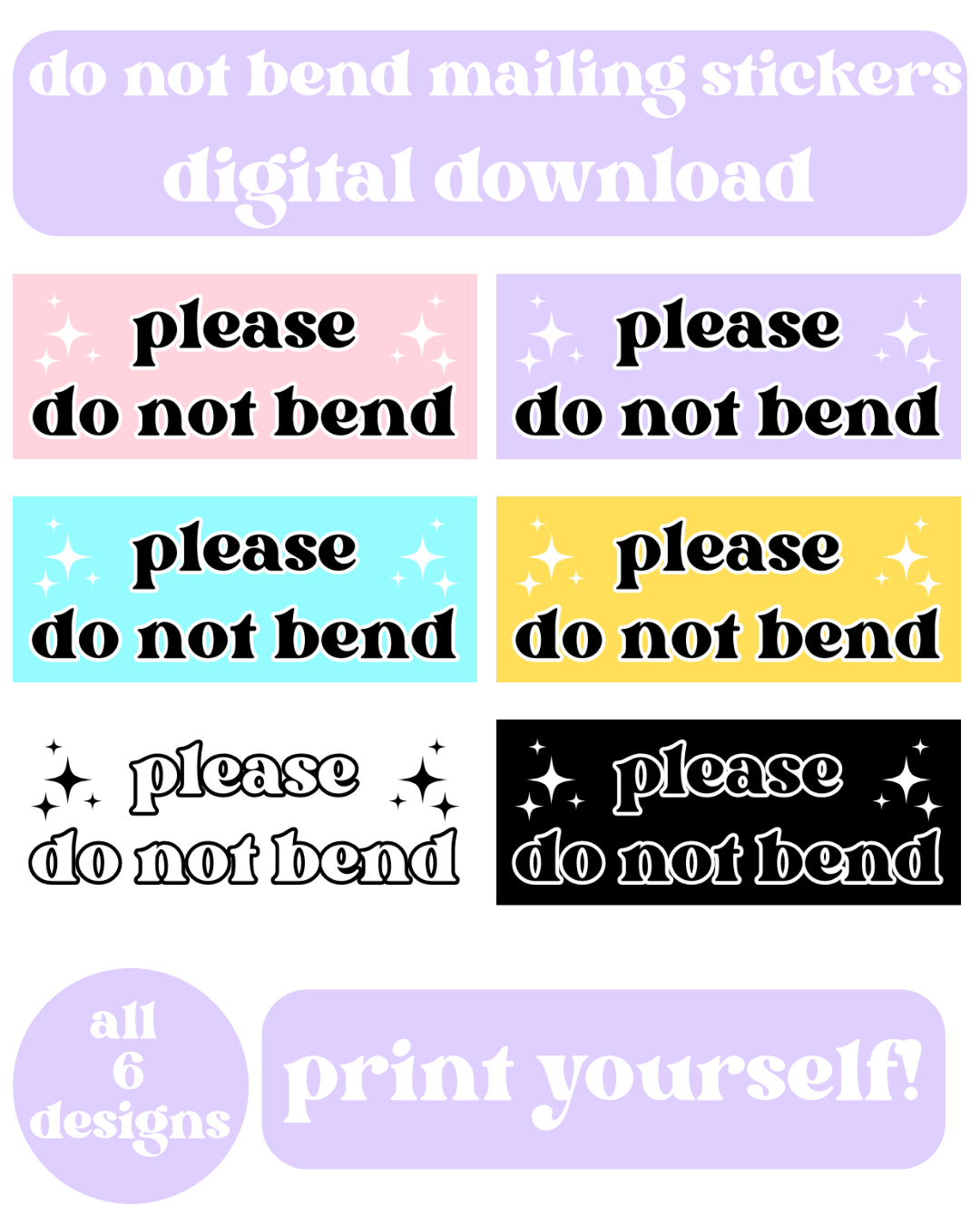 Do Not Bend Stickers Digital Download