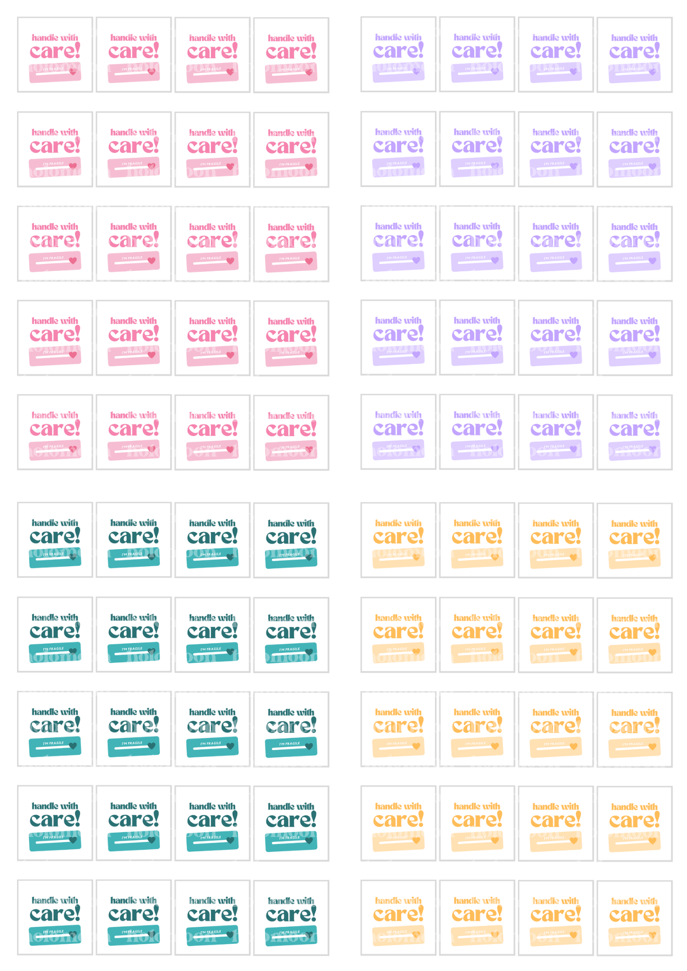 Handle With Care Stickers Digital Download