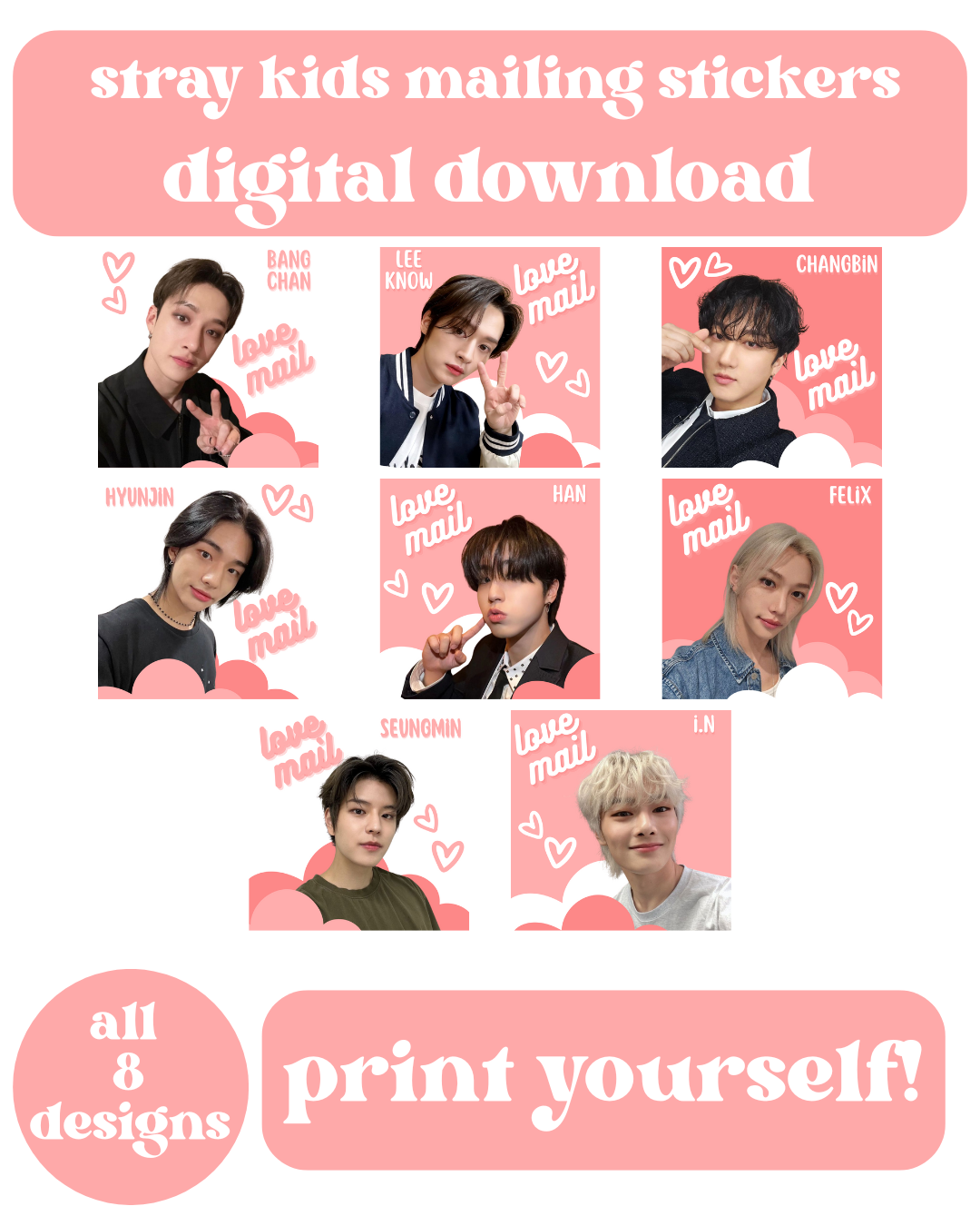 Stray Kids Love Mail Stickers Digital Download