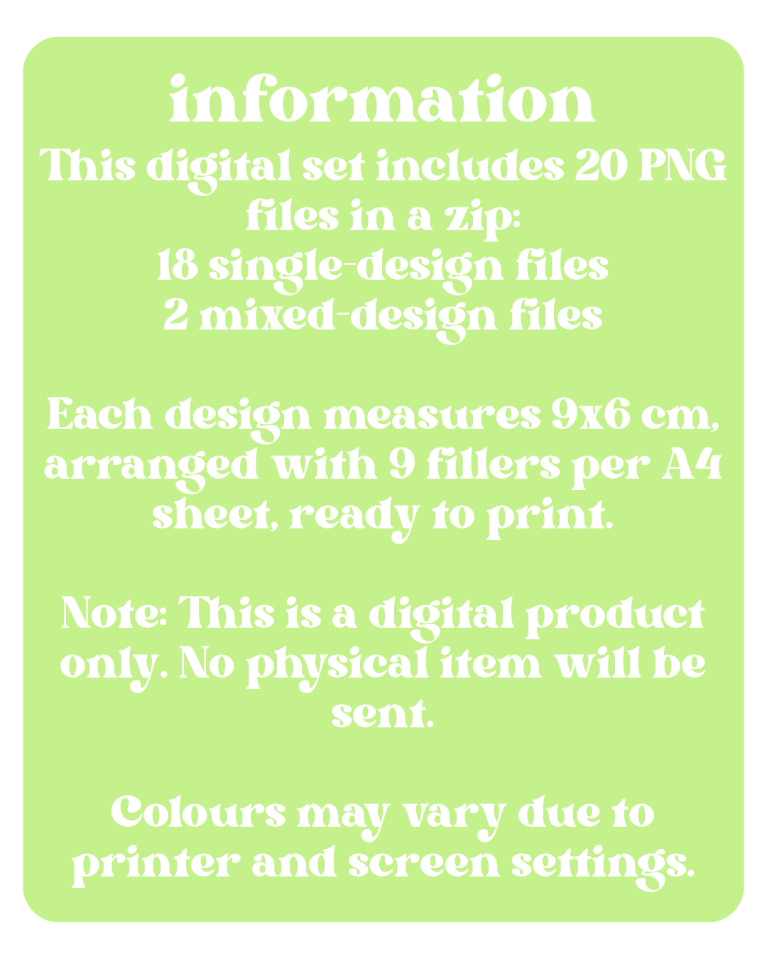 Green Binder Fillers Digital Download