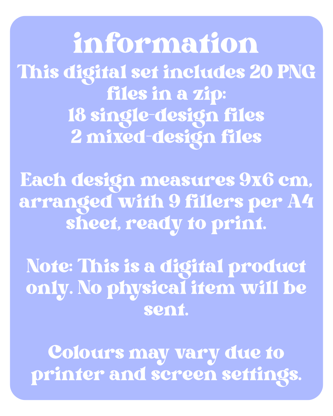 Periwinkle Binder Fillers Digital Download