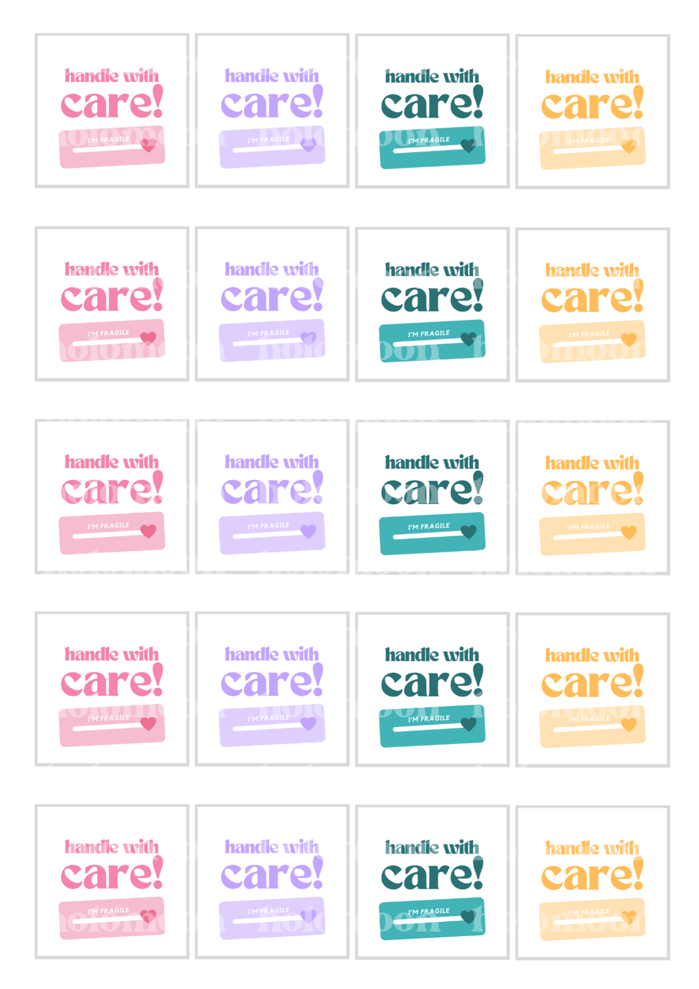 Handle With Care Stickers Digital Download