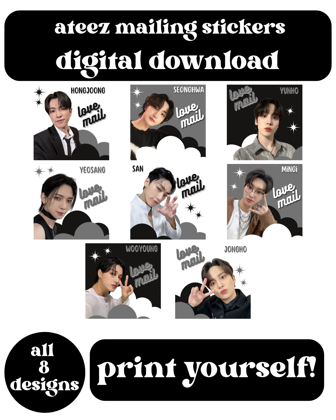 Ateez Love Mail Stickers Digital Download