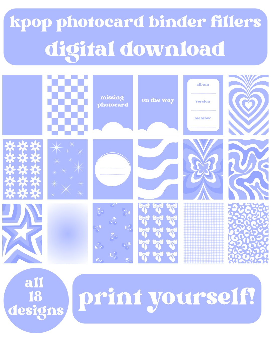Periwinkle Binder Fillers Digital Download