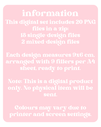 Pink Binder Fillers Digital Download