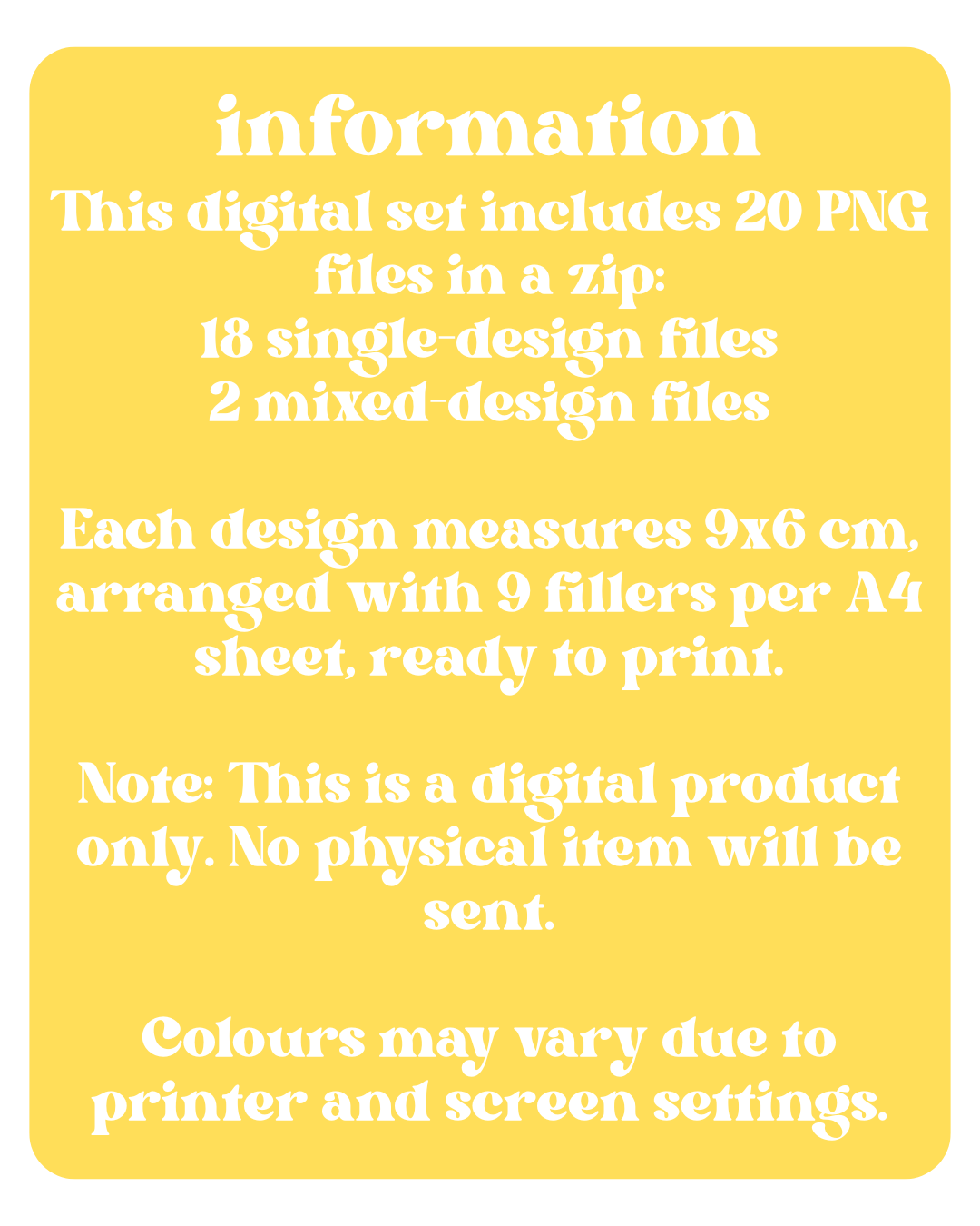Yellow Binder Fillers Digital Download
