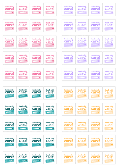 Handle With Care Stickers Digital Download