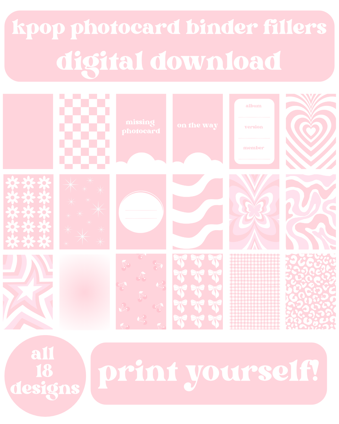 Pink Binder Fillers Digital Download