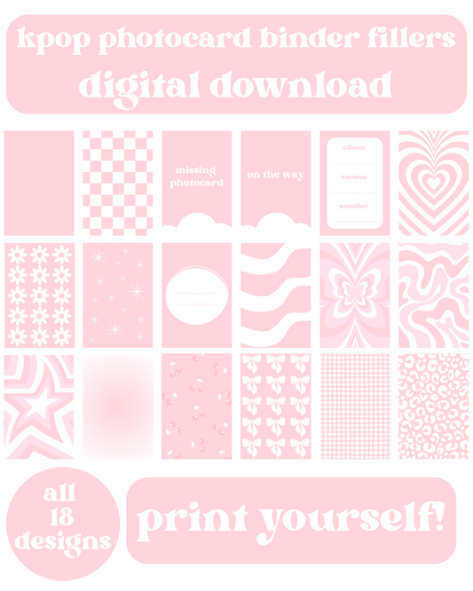 Pink Binder Fillers Digital Download