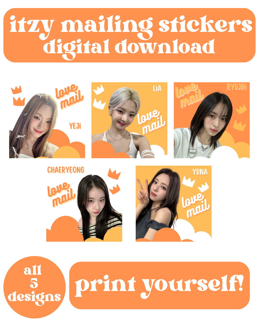 ITZY Love Mail Stickers Digital Download
