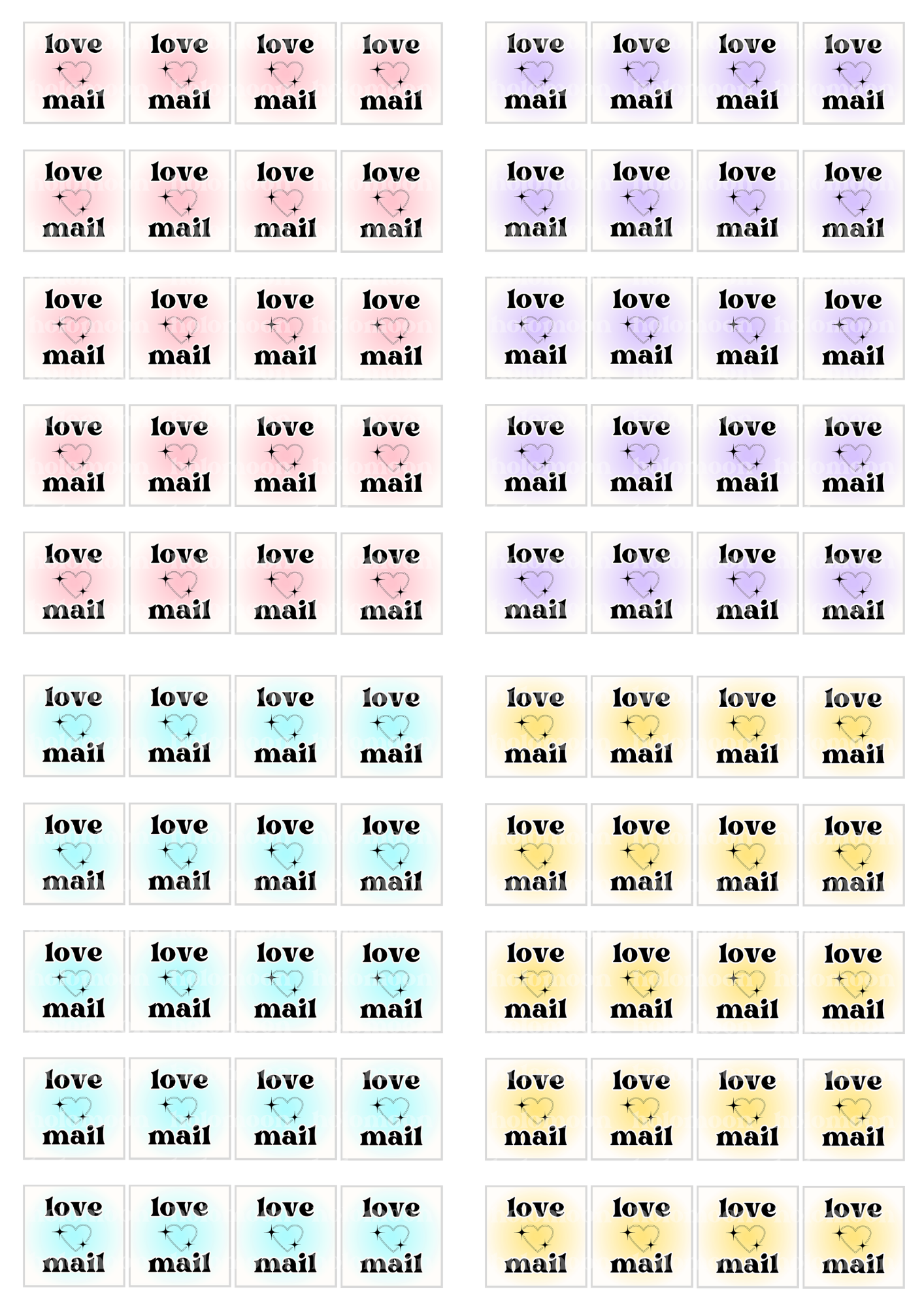 Love Mail Glow Stickers Digital Download