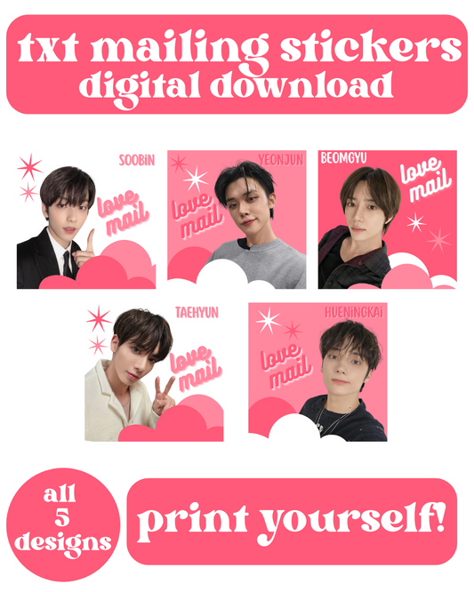 TXT Love Mail Stickers Digital Download