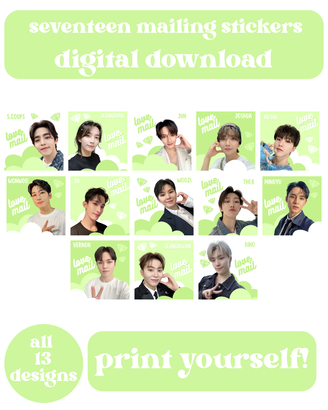 Seventeen Love Mail Stickers Digital Download