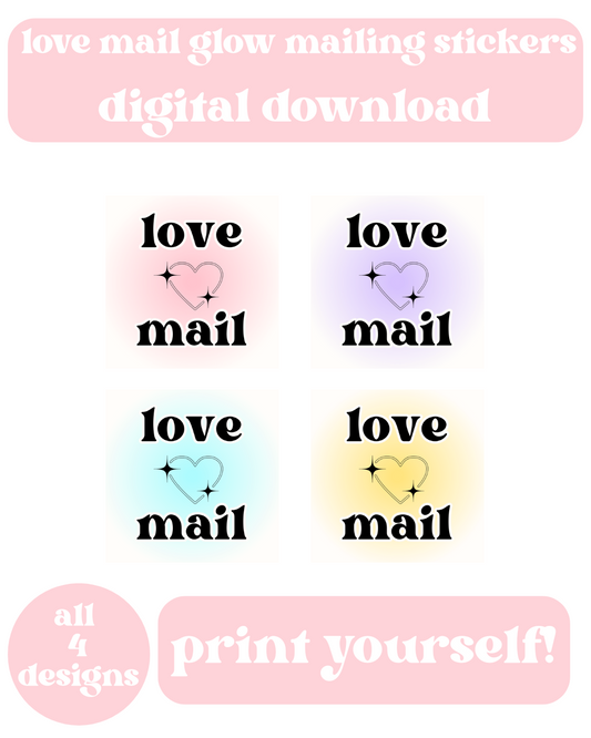 Love Mail Glow Stickers Digital Download