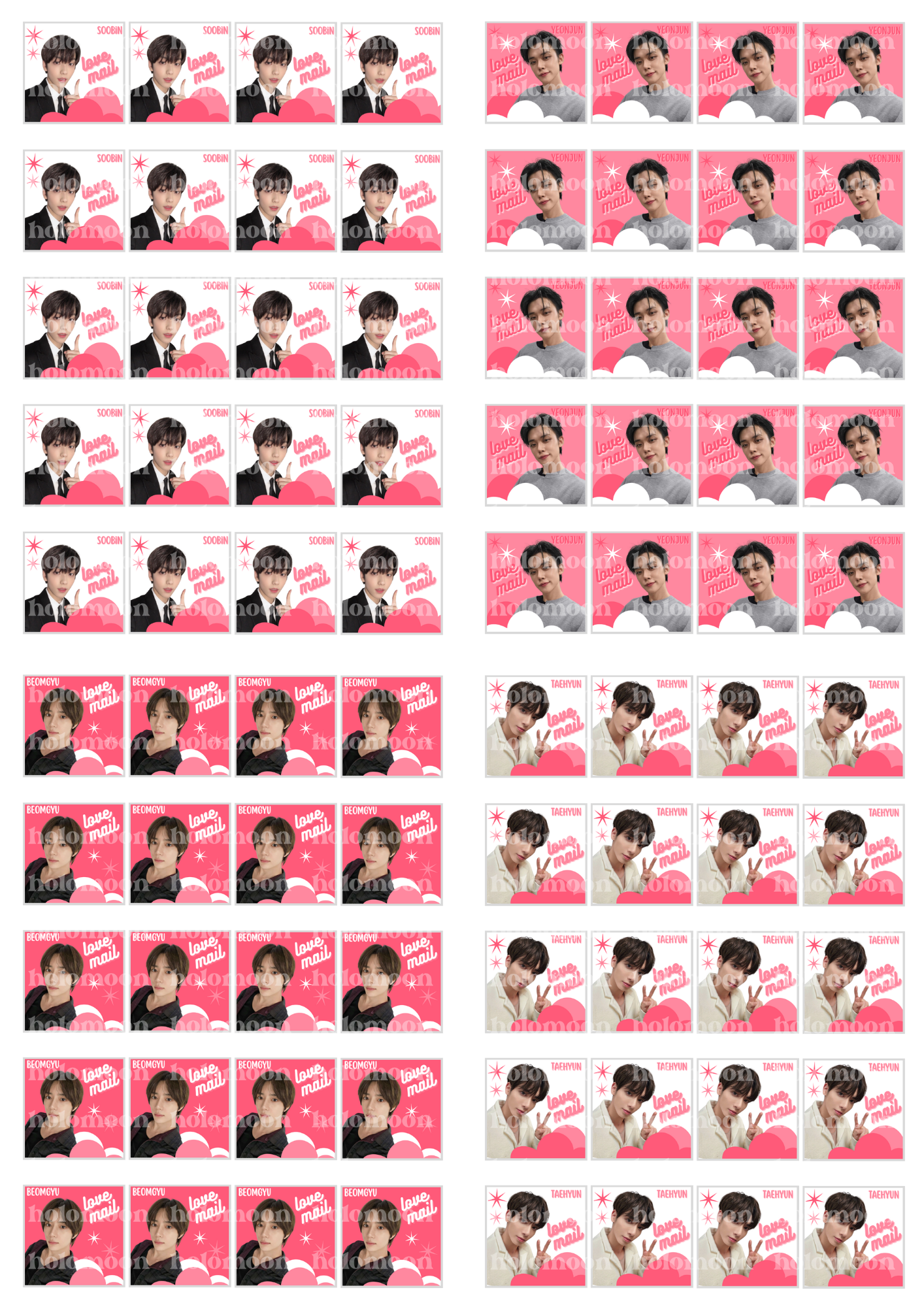 TXT Love Mail Stickers Digital Download