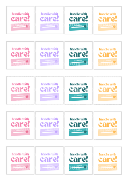Handle With Care Stickers Digital Download