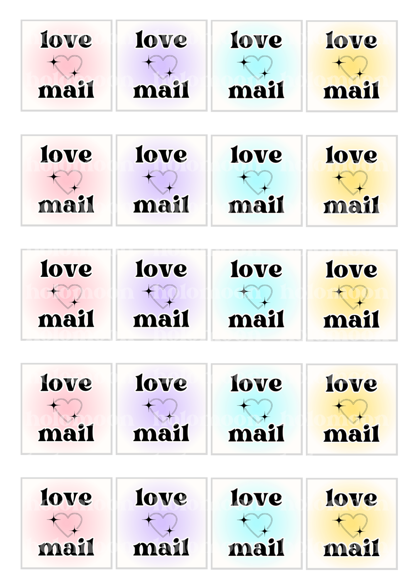 Love Mail Glow Stickers Digital Download