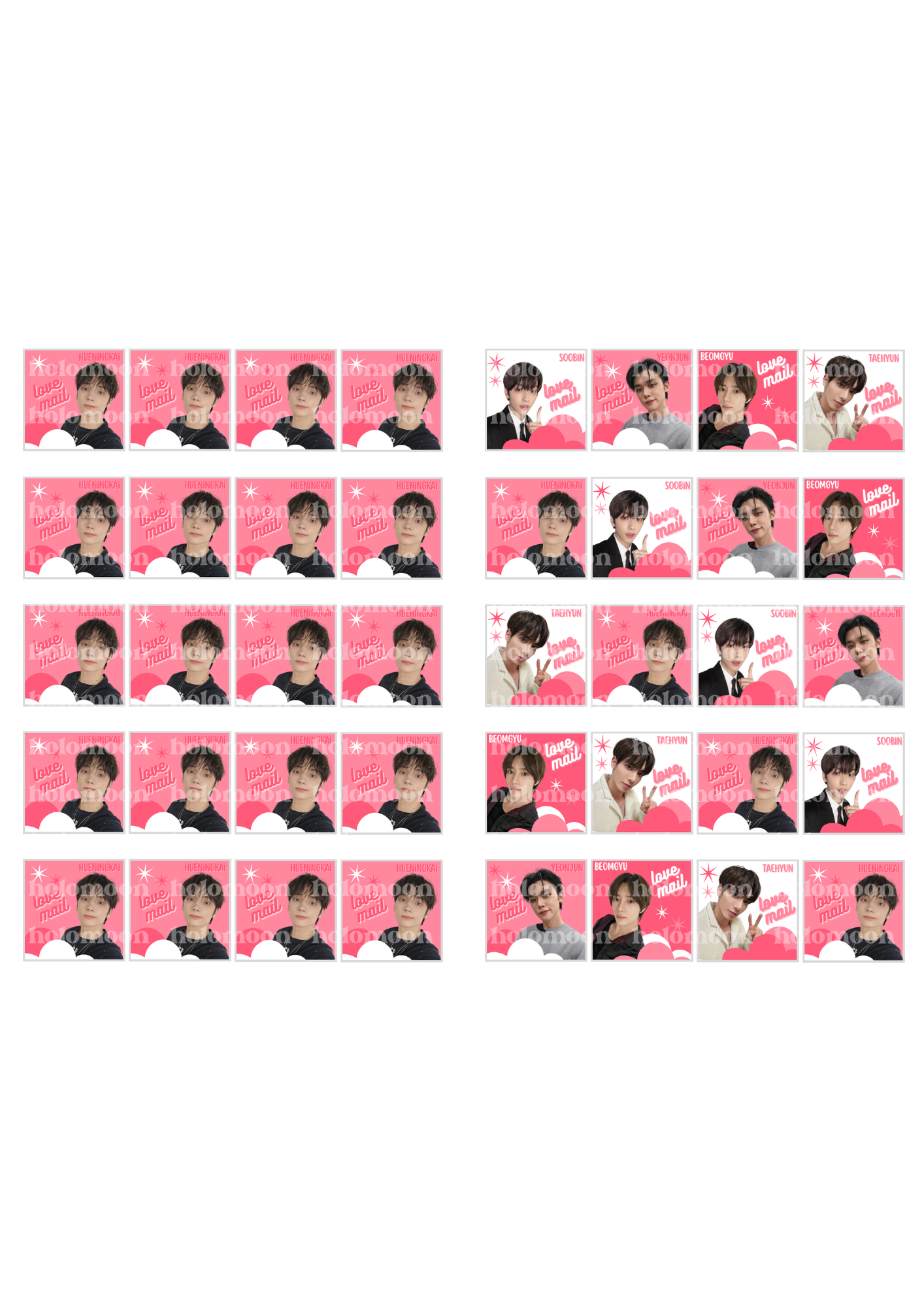 TXT Love Mail Stickers Digital Download