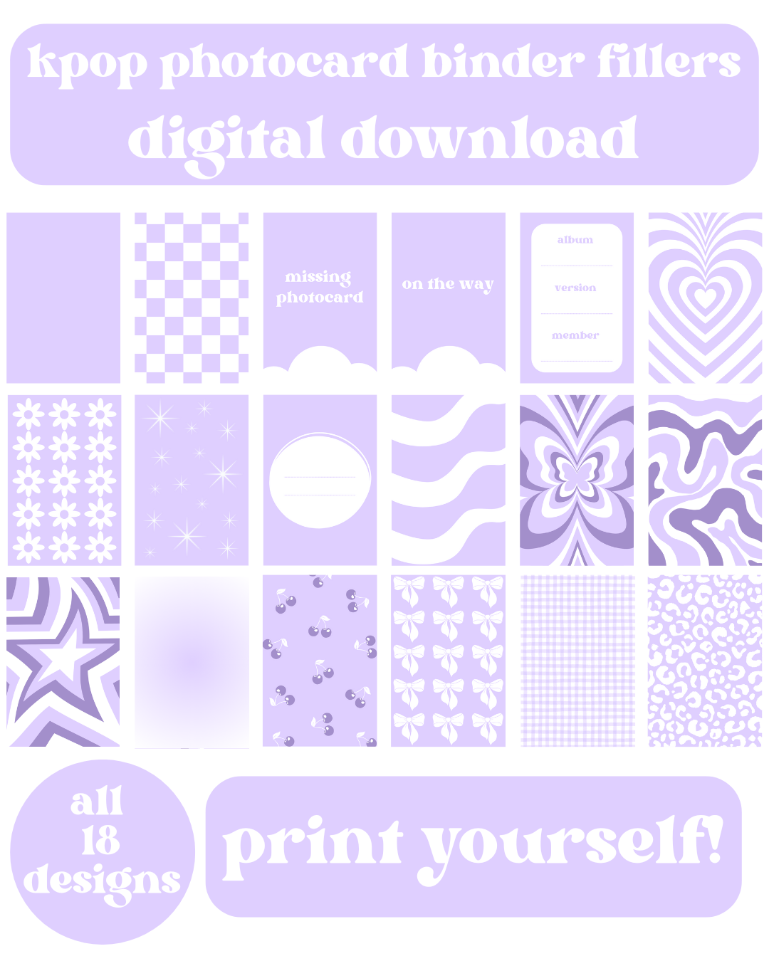 Purple Binder Fillers Digital Download