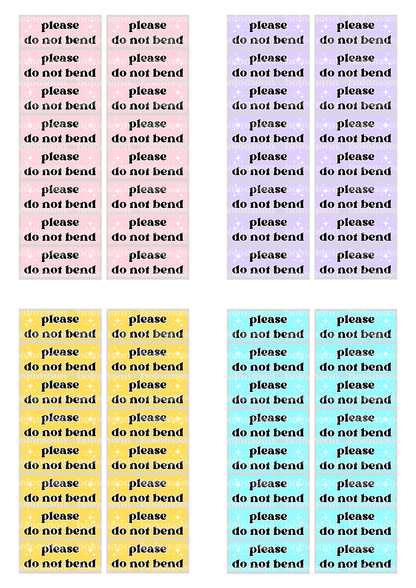 Do Not Bend Stickers Digital Download