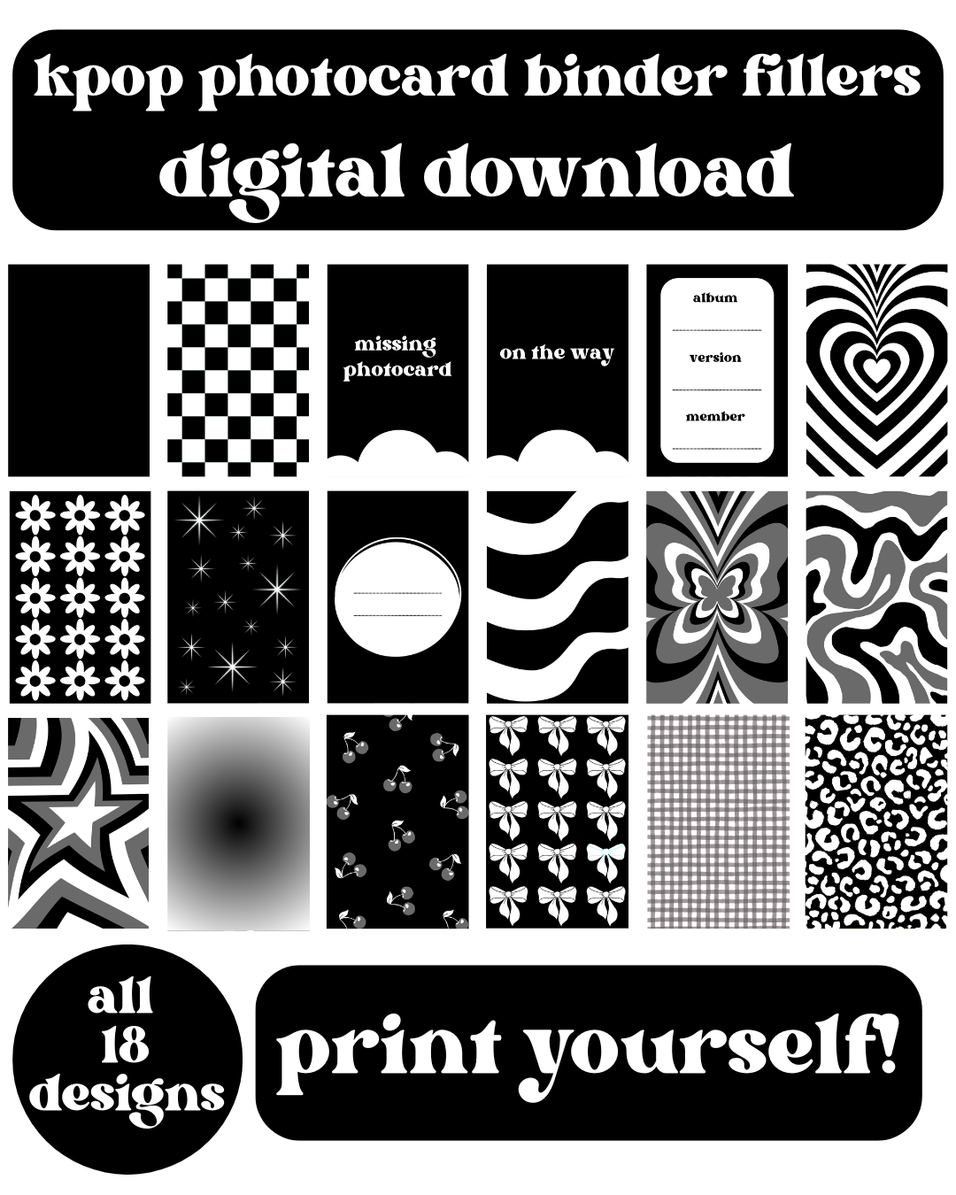 Black Binder Fillers Digital Download