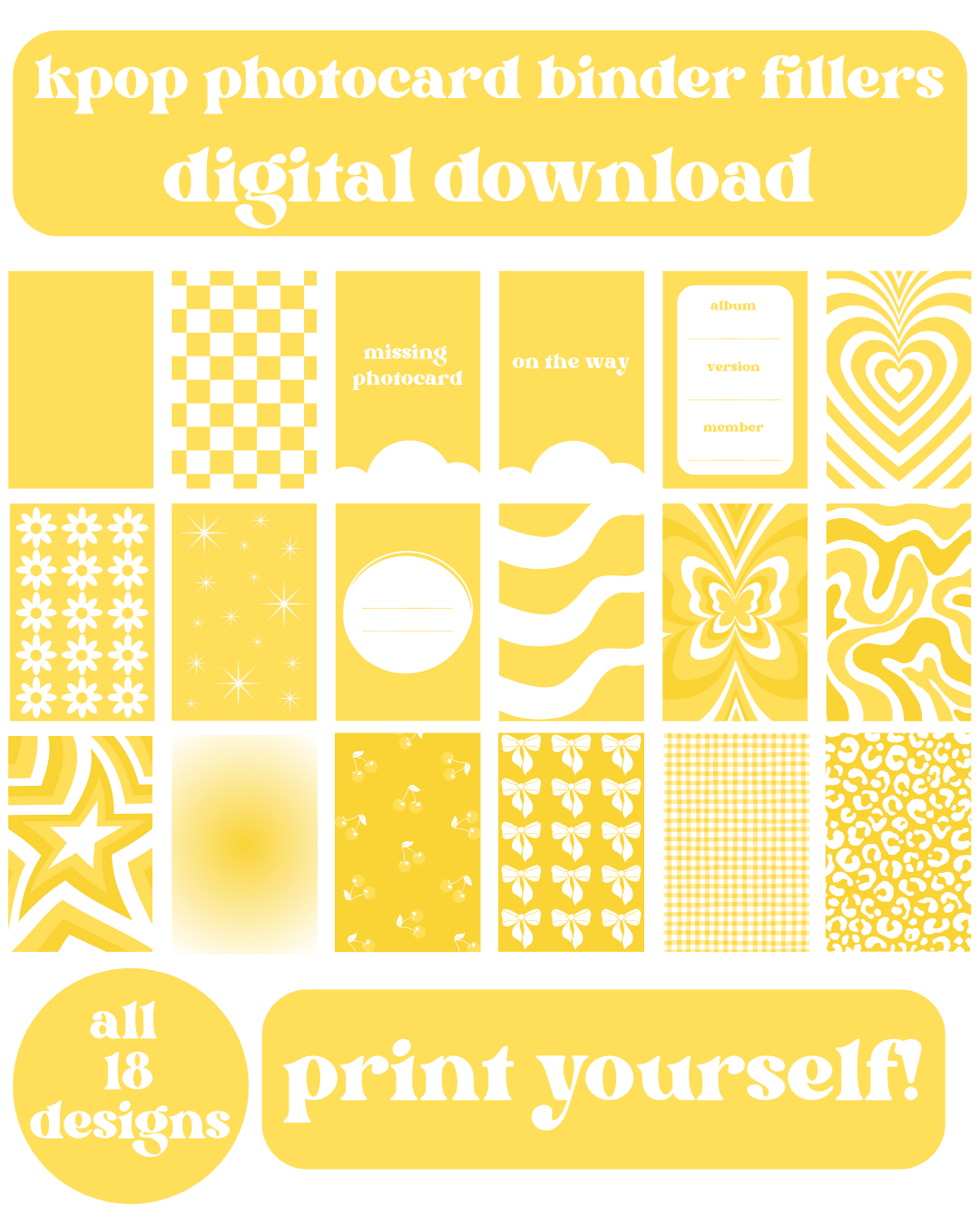 Yellow Binder Fillers Digital Download