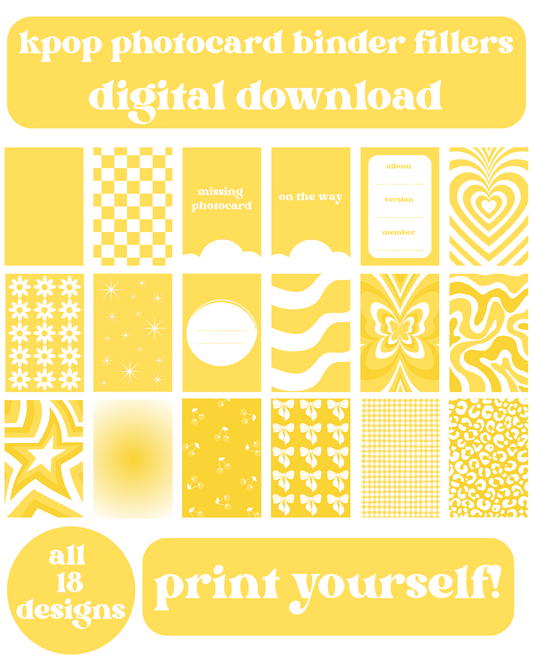 Yellow Binder Fillers Digital Download