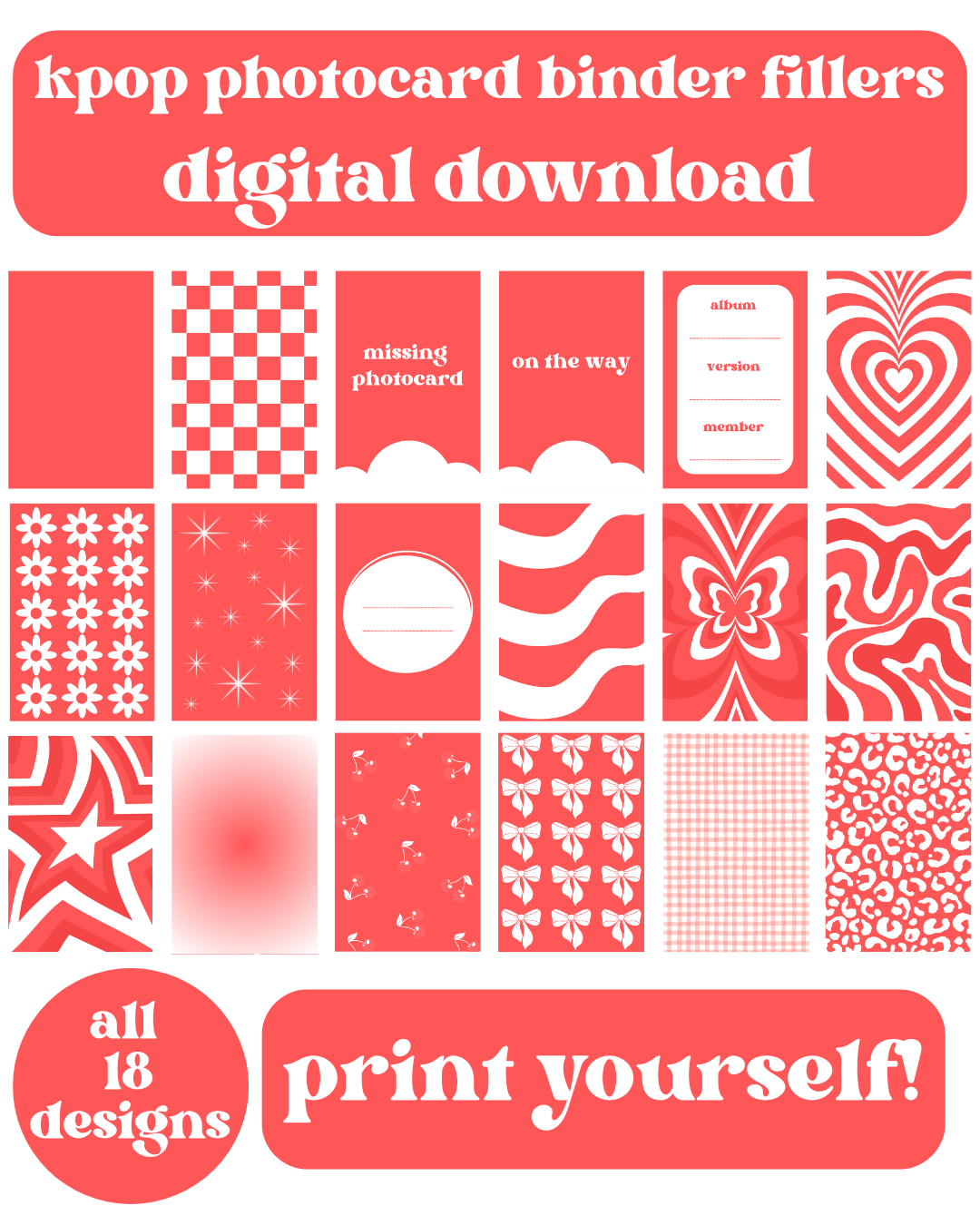 Red Binder Fillers Digital Download