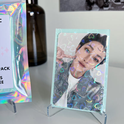 Holographic Heart Mint Photocard Sleeves (25 Pack)