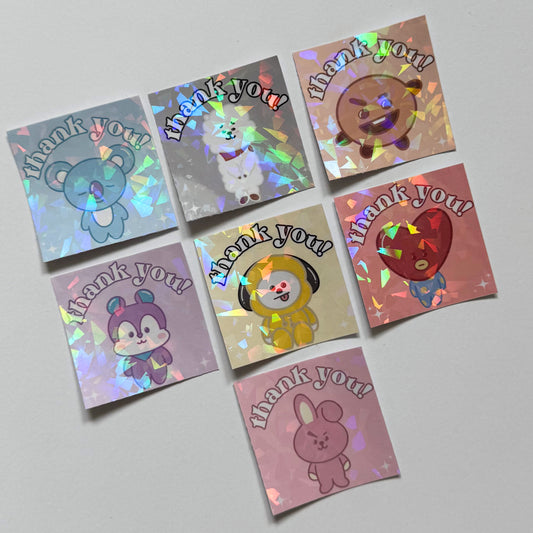BT21 Holographic Thank You Mailing Stickers (10 Pack)