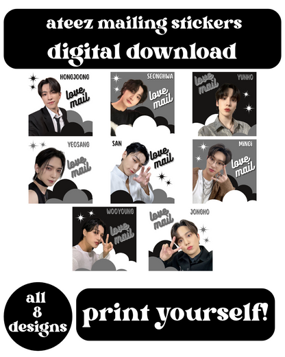 Ateez Love Mail Stickers Digital Download
