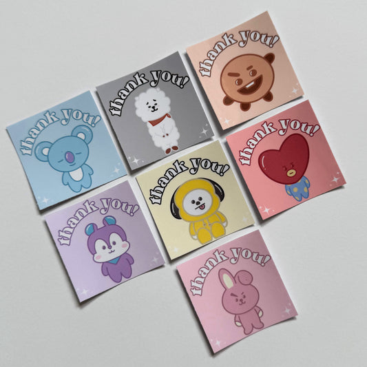 BT21 Glossy Thank You Mailing Stickers (10 Pack)